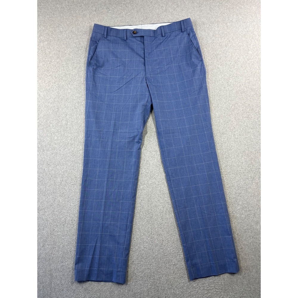 Polo Ralph Lauren Dress Pants Mens 36x32 Blue Windowpane Straight Leg Regular